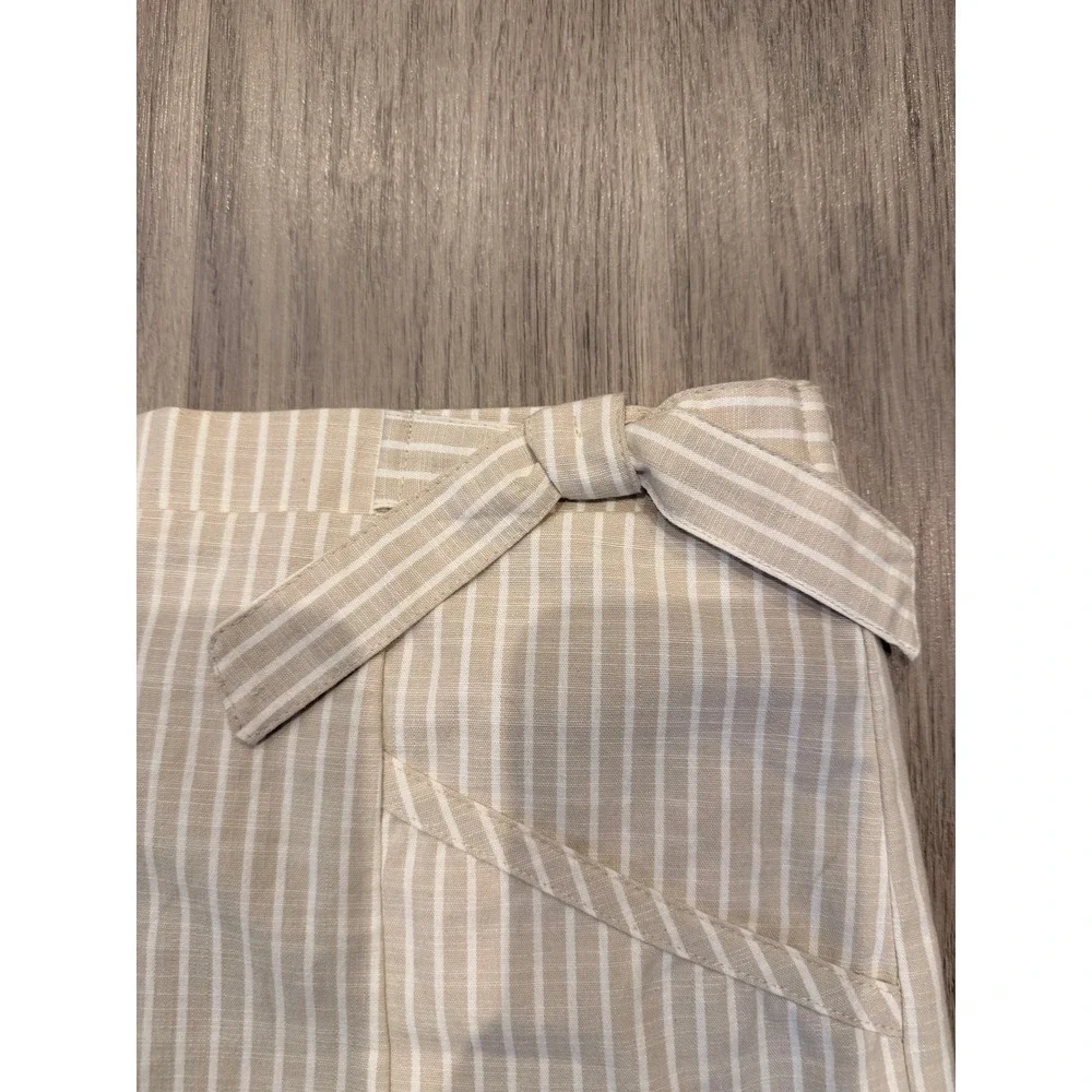 Copper Key Women‎ Beige White Striped Tie Waist Skort Mini Pocket XL